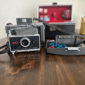 Polaroid Automatic Land Camera 440 - Black and Gray. NEW BATTERY!